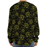 Black And Yellow Daffodil Pattern Print Long Sleeve Baseball Jersey