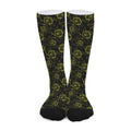 Black And Yellow Daffodil Pattern Print Long Socks