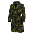 Black And Yellow Daffodil Pattern Print Men's Bathrobe