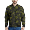 Black And Yellow Daffodil Pattern Print Men's Bomber Jacket