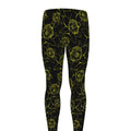Black And Yellow Daffodil Pattern Print Men's Leggings