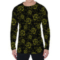 Black And Yellow Daffodil Pattern Print Men's Long Sleeve T-Shirt