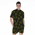 Black And Yellow Daffodil Pattern Print Men's Romper