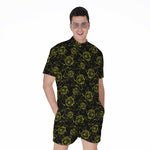 Black And Yellow Daffodil Pattern Print Men's Rompers