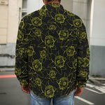 Black And Yellow Daffodil Pattern Print Men's Shirt Jacket