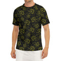 Black And Yellow Daffodil Pattern Print Men's Short Sleeve Rash Guard