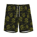 Black And Yellow Daffodil Pattern Print Men's Athletic Shorts