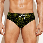 Black And Yellow Daffodil Pattern Print Men's Swim Briefs