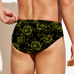 Black And Yellow Daffodil Pattern Print Men's Swim Briefs