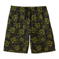 Black And Yellow Daffodil Pattern Print Men's Swim Trunks