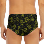 Black And Yellow Daffodil Pattern Print Men's Triangle Swim Briefs