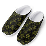 Black And Yellow Daffodil Pattern Print Mesh Casual Shoes