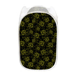 Black And Yellow Daffodil Pattern Print Mesh Laundry Hamper