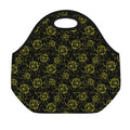 Black And Yellow Daffodil Pattern Print Neoprene Lunch Bag
