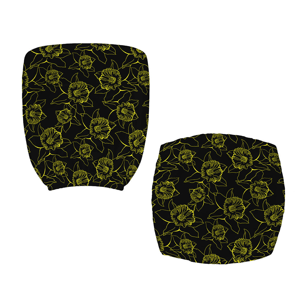 Black And Yellow Daffodil Pattern Print Office Chair Cover