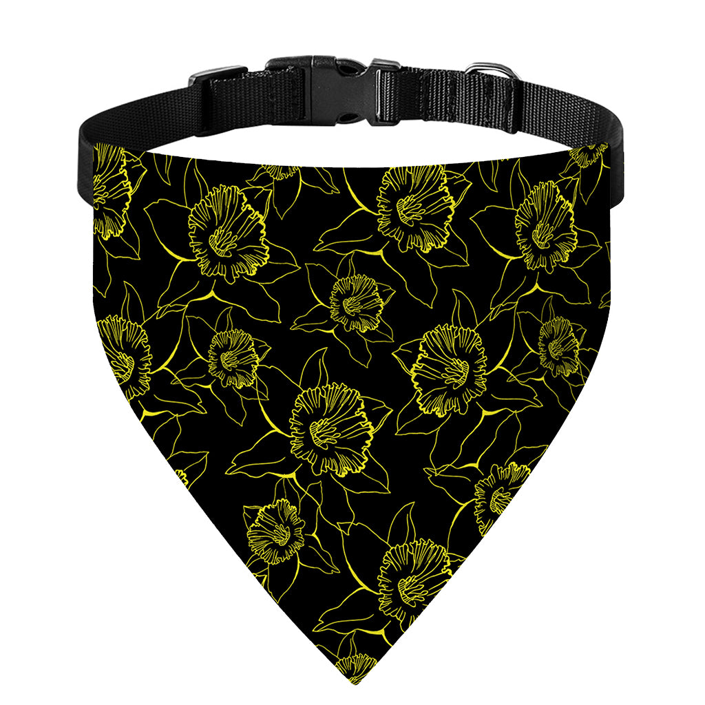 Black And Yellow Daffodil Pattern Print Over The Collar Dog Bandana