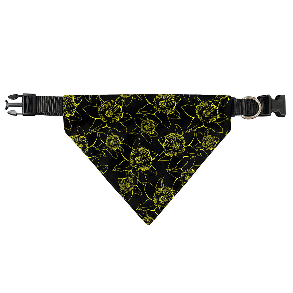 Black And Yellow Daffodil Pattern Print Over The Collar Dog Bandana