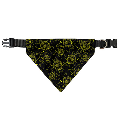Black And Yellow Daffodil Pattern Print Over The Collar Dog Bandana