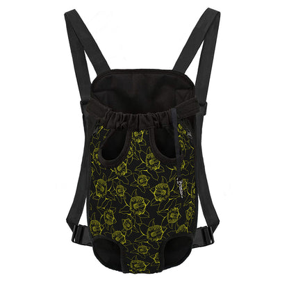 Black And Yellow Daffodil Pattern Print Pet Carrier Backpack
