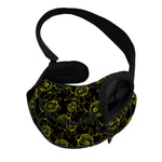 Black And Yellow Daffodil Pattern Print Pet Sling Carrier