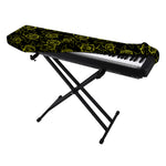 Black And Yellow Daffodil Pattern Print Piano Keyboard Cover