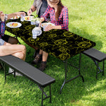 Black And Yellow Daffodil Pattern Print Picnic Table Cover