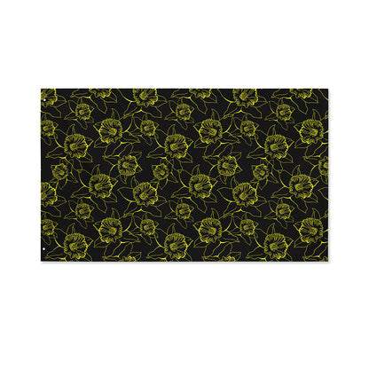 Black And Yellow Daffodil Pattern Print Polyester Flag