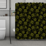 Black And Yellow Daffodil Pattern Print Polyester Shower Curtain