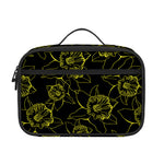 Black And Yellow Daffodil Pattern Print Portable Lunch Bag