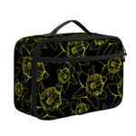 Black And Yellow Daffodil Pattern Print Portable Lunch Bag