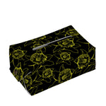 Black And Yellow Daffodil Pattern Print Rectangle Tissue Box Cover