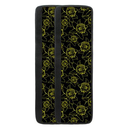 Black And Yellow Daffodil Pattern Print Refrigerator Handle Covers
