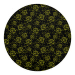 Black And Yellow Daffodil Pattern Print Round Blanket