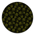 Black And Yellow Daffodil Pattern Print Round Floor Mat