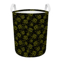 Black And Yellow Daffodil Pattern Print Round Laundry Basket