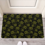 Black And Yellow Daffodil Pattern Print Rubber Doormat