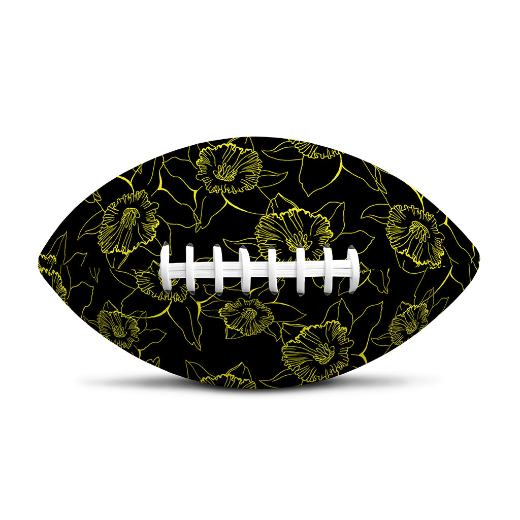 Black And Yellow Daffodil Pattern Print Rugby Ball