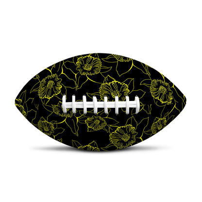 Black And Yellow Daffodil Pattern Print Rugby Ball