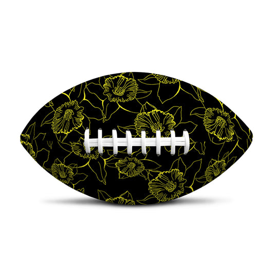 Black And Yellow Daffodil Pattern Print Rugby Ball