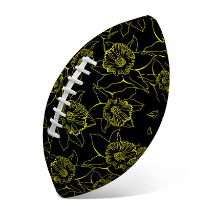 Black And Yellow Daffodil Pattern Print Rugby Ball
