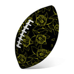 Black And Yellow Daffodil Pattern Print Rugby Ball