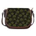 Black And Yellow Daffodil Pattern Print Saddle Bag
