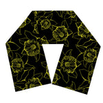 Black And Yellow Daffodil Pattern Print Scarf