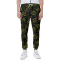 Black And Yellow Daffodil Pattern Print Joggers