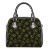 Black And Yellow Daffodil Pattern Print Shoulder Handbag