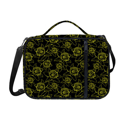 Black And Yellow Daffodil Pattern Print Shoulder Strap Bible Bag