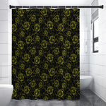 Black And Yellow Daffodil Pattern Print Shower Curtain