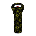 Black And Yellow Daffodil Pattern Print Single Neoprene Wine Tote