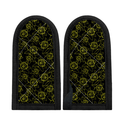 Black And Yellow Daffodil Pattern Print Skillet Handle Cover
