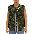 Black And Yellow Daffodil Pattern Print Sleeveless Baseball Jersey